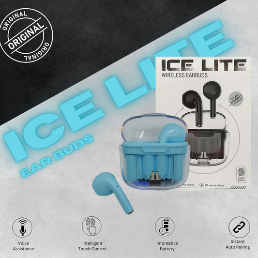 Ice Lite Wireless Bluetooth Gaming Earbuds with Transparent Cover and Built In Light